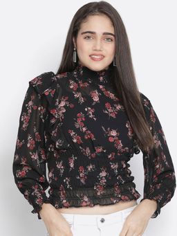Oxolloxo - Furor Smocked Floral Print Women Top