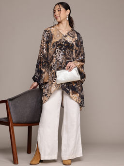 Ritu Kumar - Black Paisley Printed Full Sleeve Kurti