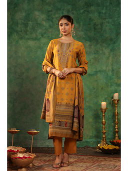 Rain & Rainbow - Yellow Ethnic Motifs Printed Kurta with Pant and Dupatta (Set of 3)