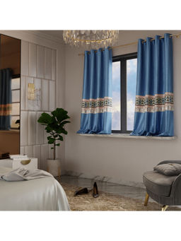 Stoa Paris - Celestial Blue Versailles Satin Printed Window Curtain