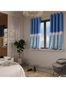 Stoa Paris - Blue Monarch Versailles Satin Printed Window Curtain