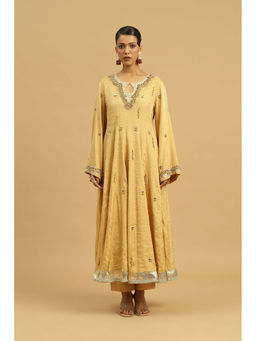 Siyona by Ankurita - Beige Sunehri Anarkali with Pant and Dupatta (Set of 3)