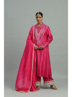 Siyona by Ankurita - Pink Rani Kurta with Pant and Dupatta (Set of 3)