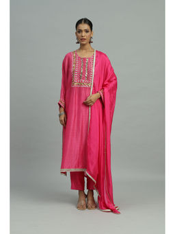 Siyona by Ankurita - Pink Tej Kurta with Pant and Dupatta (Set of 3)