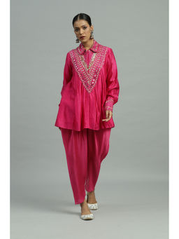 Siyona by Ankurita - Pink Flora Dhoti with Kurta (Set of 2)