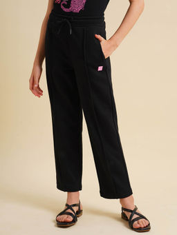 VERO MODA - Girls Solid Straight Fit Black Pant