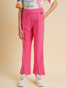 VERO MODA - Girls Solid Bootcut Pink Pant