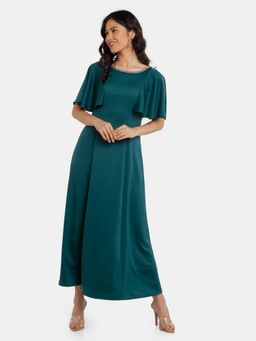 Zink London - Womens Green Solid Maxi Dress