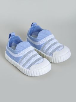 Hopscotch - Blue Sky Stripe Knit Slip-On Sneakers