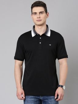 Classic Polo - Men's Half Sleeve Black Polo Neck Slim Fit Solid Cotton Polo T-Shirt