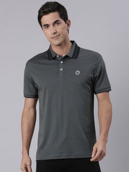 Classic Polo - Men's Half Sleeve Steel Grey Slim Fit Solid Cotton Polo T-Shirt