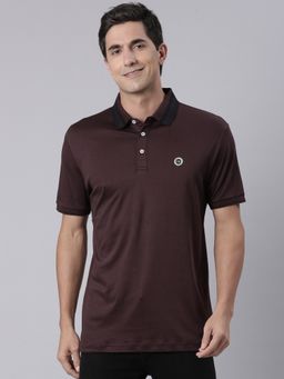 Classic Polo - Men's Half Sleeve Wine Polo Neck Slim Fit Solid Cotton Polo T-Shirt