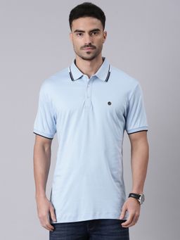 Classic Polo - Men's Half Sleeve Light Blue Slim Fit Solid Cotton Polo T-Shirt