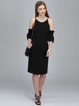 Dodo & Moa - Women Black Solid Knee Length Dress