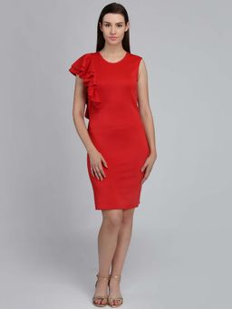 Dodo & Moa - Women Red Solid Mini Dress