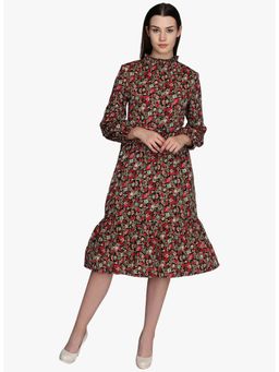 Dodo & Moa - Women Red Floral Midi Dress