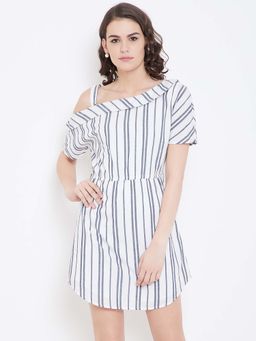 Dodo & Moa - Women White Stripes Mini Dress