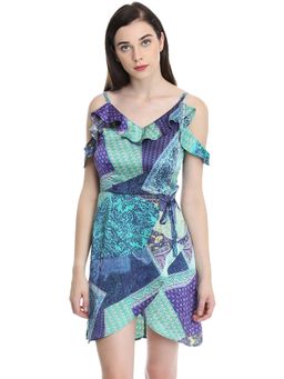 Dodo & Moa - Women Multi-Color Self Design Mini Dress