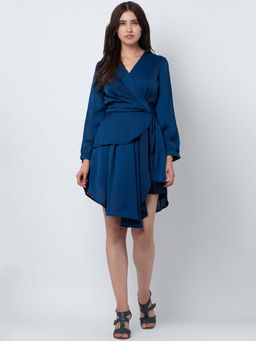 Dodo & Moa - Women Teal Solid Mini Dress