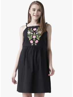 Dodo & Moa - Women Black Floral Mini Dress