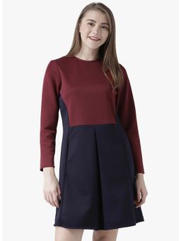Dodo & Moa - Women Red Colorblock Mini Dress