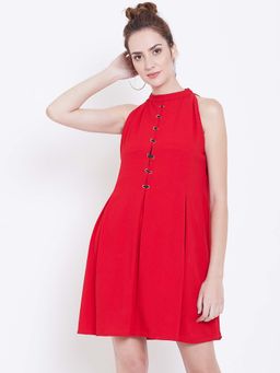 Dodo & Moa - Women Red Solid Mini Dress