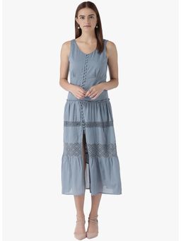 Dodo & Moa - Women Blue Solid Midi Dress