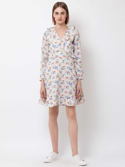 Dodo & Moa - Women Cream Floral Mini Dress