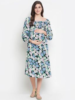 Oxolloxo - Camp Of Colors Floral Print Easy Maternity Smocking Dress