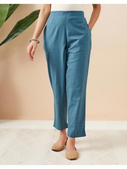 Fabindia - Teal Cotton Ethnic Pant