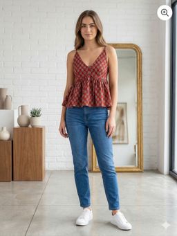 MAAND - Rust Cotton Printed Top