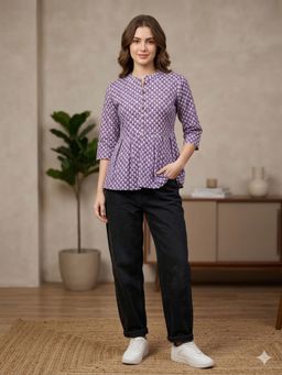 MAAND - Lavender Cotton Printed Top