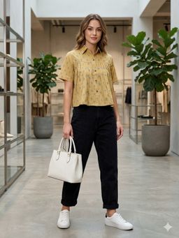MAAND - Mustard Cotton Printed Top