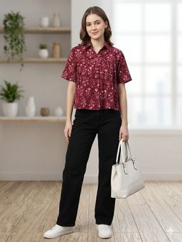 MAAND - Red Cotton Printed Top
