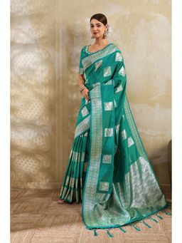 Mysilklove - Ruby Pink Woven Banarasi Soft Silk Saree with Unstitched Blouse