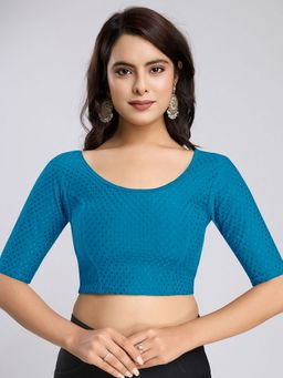 Trendmalls - Dobby Pure Cotton Stretchable Readymade Blue Blouse