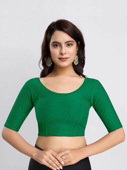 Trendmalls - Cotton Lycra Stretchable Comfy Round Neck Green Blouse