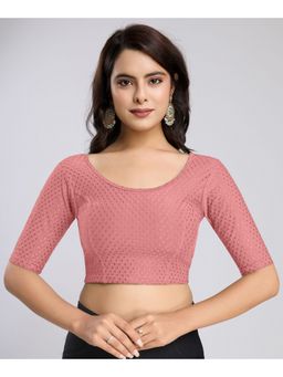 Trendmalls - Dobby Pure Cotton Stretchable Pink Readymade Blouse
