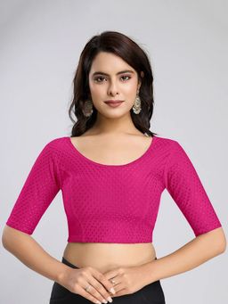 Trendmalls - Dobby Pure Cotton Stretchable Readymade Pink Blouse