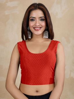 Trendmalls - Red Dobby Pure Cotton Stretchable Readymade Blouse