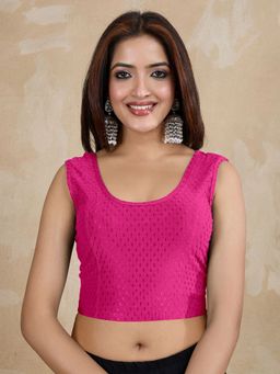 Trendmalls - Dobby Pure Pink Cotton Stretchable Readymade Blouse