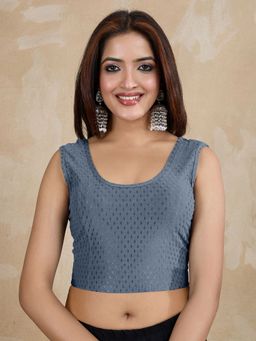 Trendmalls - Grey Dobby Pure Cotton Stretchable Readymade Blouse