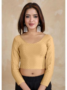 Trendmalls - Beige Dobby Pure Cotton Stretchable Readymade Blouse