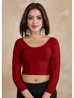 Trendmalls - Maroon Dobby Pure Cotton Stretchable Readymade Blouse