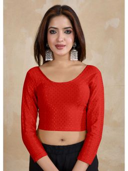 Trendmalls - Red Dobby Pure Cotton Stretchable Readymade Blouse