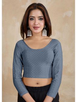 Trendmalls - Grey Dobby Pure Cotton Stretchable Readymade Blouse