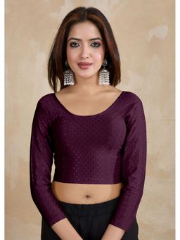 Trendmalls - Purple Dobby Pure Cotton Stretchable Readymade Blouse