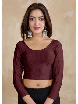 Trendmalls - Wine Dobby Pure Cotton Stretchable Readymade Blouse