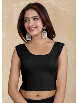 Trendmalls - Pure Cotton Elastane Black Stretchable Readymade Sleeveless Blouse