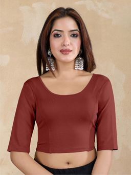 Trendmalls - Maroon Pure Cotton Elastane Stretchable Readymade Blouse